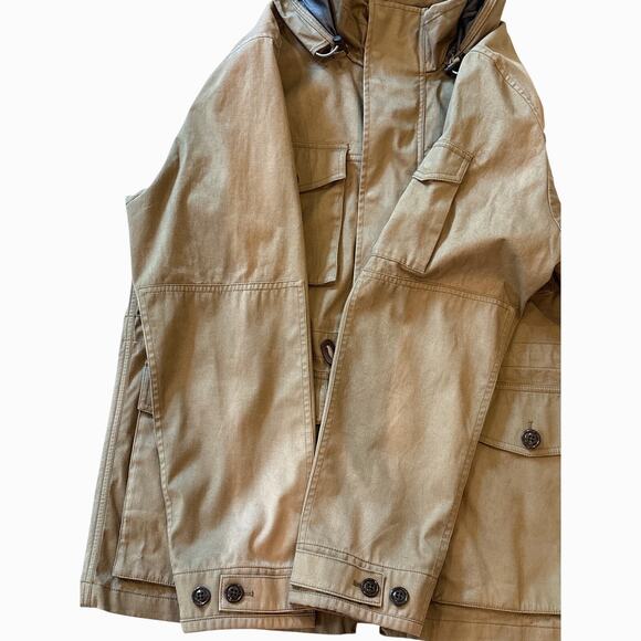 Walace & Barnes Military Field Coat Mens Large Brown Linen Blend Hooded *FLAW* - Picture 7 of 15